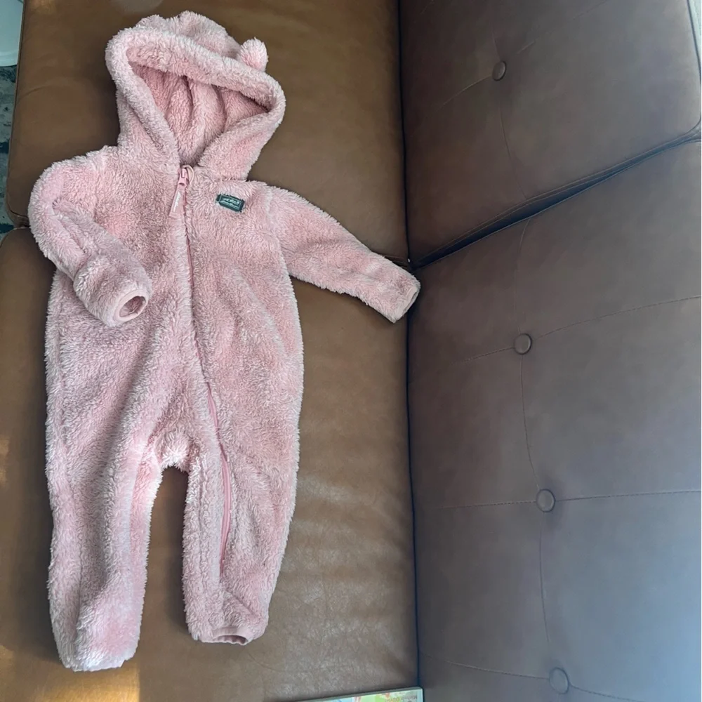Eddie Bauer Infant Sz 18M Bunting Suit Toddler Girls Pink Fleece Baby Onesie